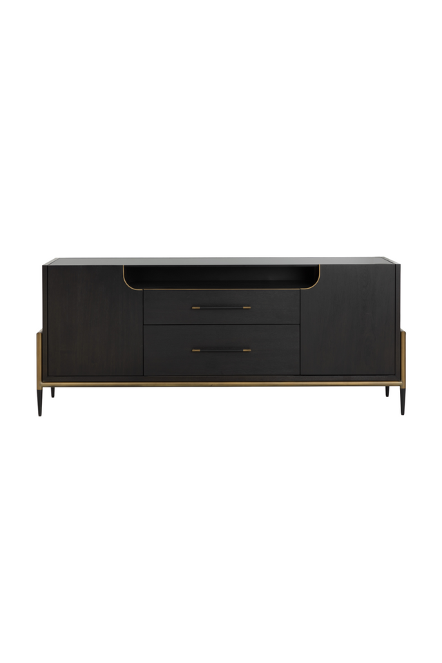 Modern European furniture - Black Wooden 2-Drawer Sideboard - www.oroa.com