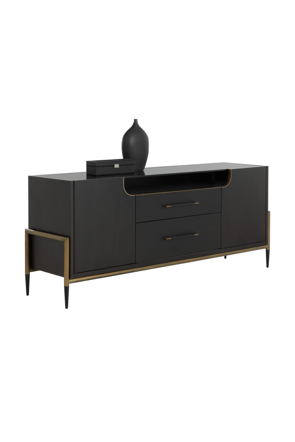   Modern European furniture - Black Wooden 2-Drawer Sideboard - www.oroa.com | Oroa.com