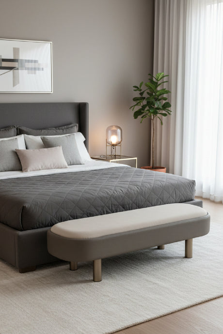   Modern European furniture - Taupe Modern Bench - www.oroa.com | Oroa.com