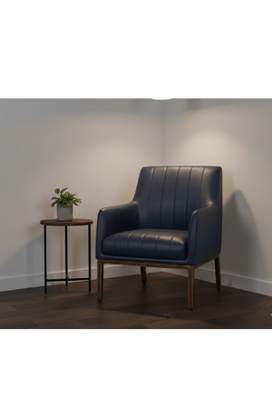   Modern European furniture - Black Leather Channeled Lounge Chair - www.oroa.com | Oroa.com