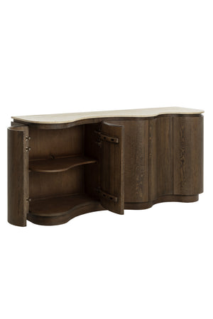   Modern European furniture - Solid Oak Sideboard with Travertine Top - www.oroa.com | Oroa.com