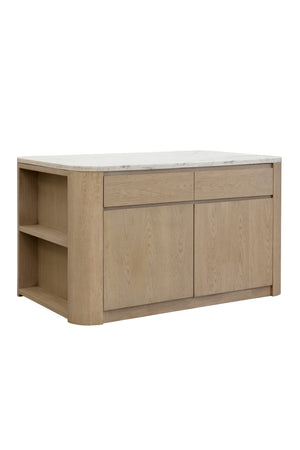   Modern European furniture - Contemporary Marble Kitchen Island w/ Open Shelving - www.oroa.com | Oroa.com