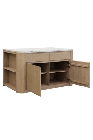   Modern European furniture - Contemporary Marble Kitchen Island w/ Open Shelving - www.oroa.com | Oroa.com