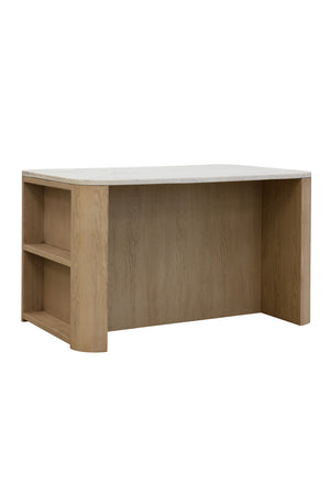   Modern European furniture - Contemporary Marble Kitchen Island w/ Open Shelving - www.oroa.com | Oroa.com