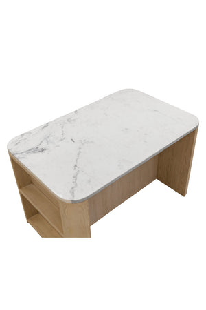   Modern European furniture - Contemporary Marble Kitchen Island w/ Open Shelving - www.oroa.com | Oroa.com
