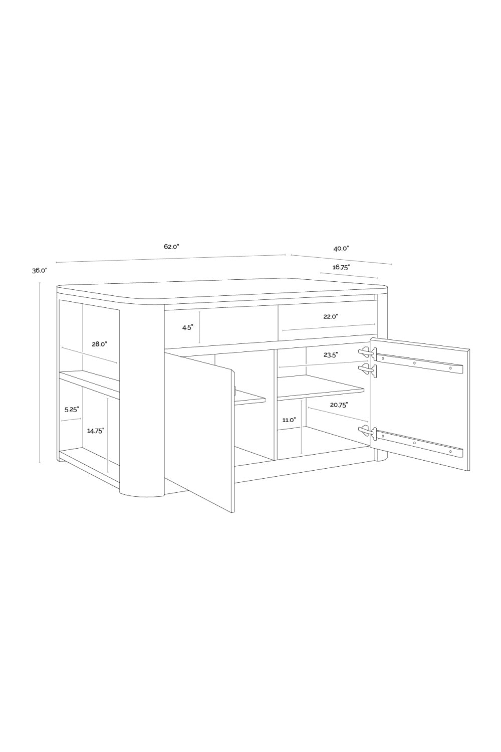   Modern European furniture - Contemporary Marble Kitchen Island w/ Open Shelving - www.oroa.com | Oroa.com