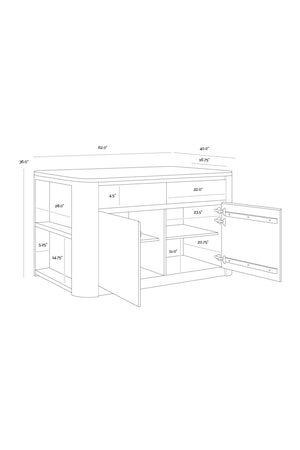   Modern European furniture - Contemporary Marble Kitchen Island w/ Open Shelving - www.oroa.com | Oroa.com