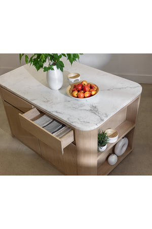   Modern European furniture - Contemporary Marble Kitchen Island w/ Open Shelving - www.oroa.com | Oroa.com