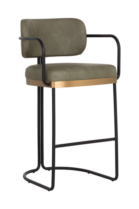   Modern European furniture - Iron Framed Leather-Look Bar Stool - www.oroa.com | Oroa.com