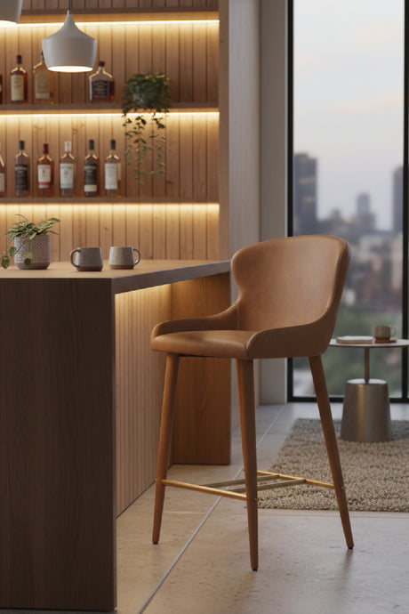   Modern European furniture - Leather Look Shell Counter Stool - www.oroa.com | Oroa.com