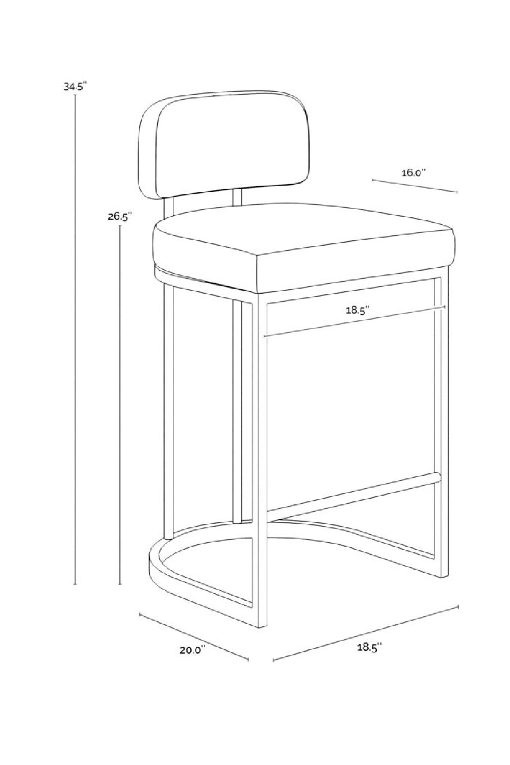   Modern European furniture - Brass Frame Upholstered Counter Stool - www.oroa.com | Oroa.com