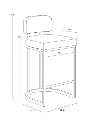   Modern European furniture - Brass Frame Upholstered Counter Stool - www.oroa.com | Oroa.com