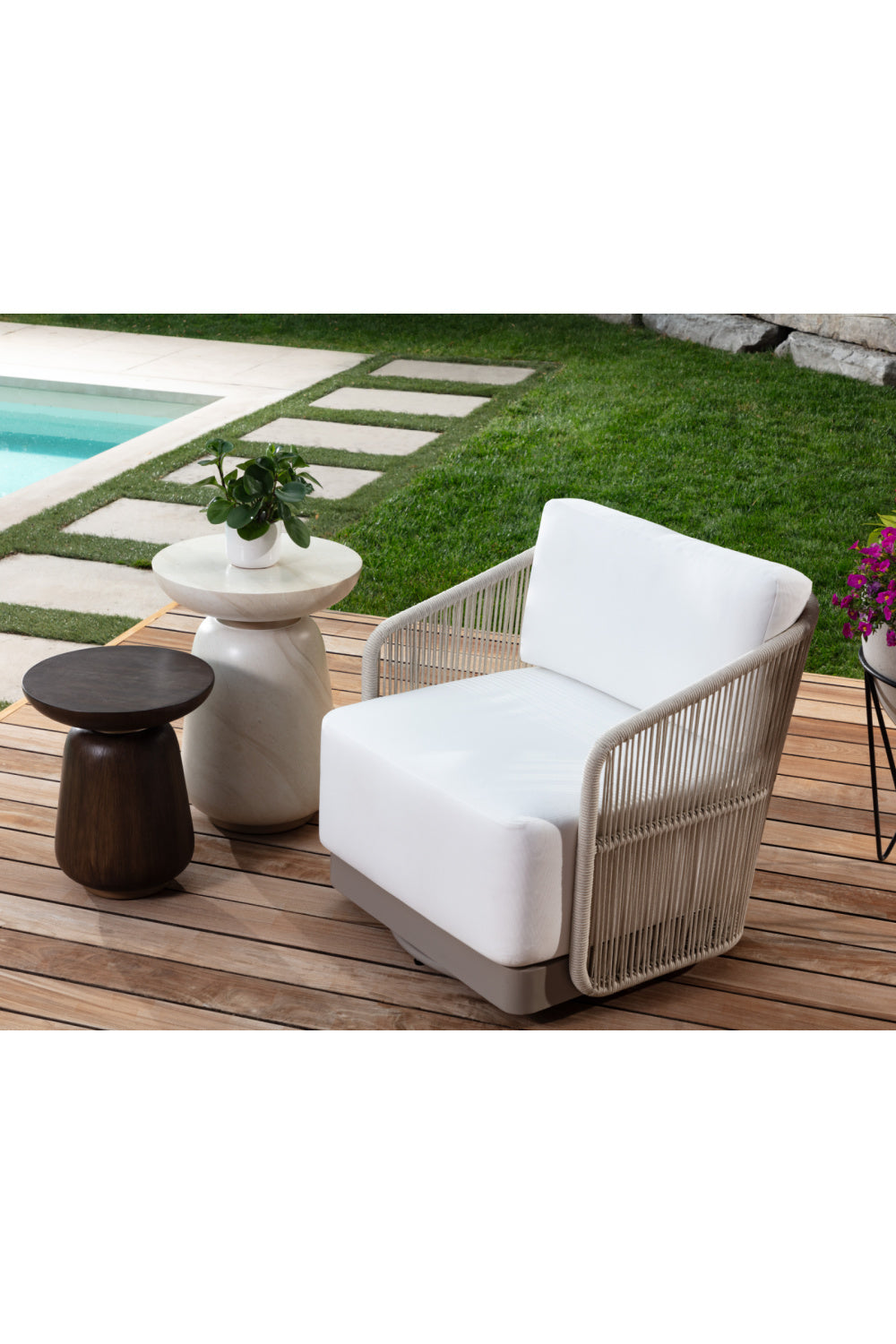   Modern European furniture - Timber Effect Indoor/Outdoor End Table - www.oroa.com | Oroa.com