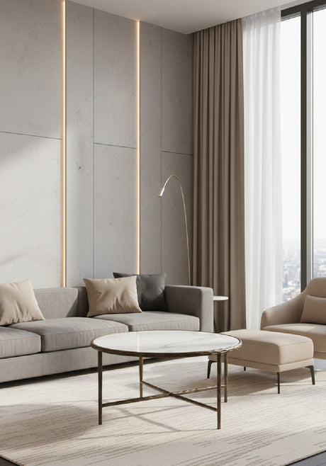   Modern European furniture - Brass Framed Marble Coffee Table - www.oroa.com | Oroa.com