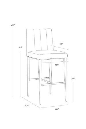   Modern European furniture - Vertical-Channeled Leather-Look Bar Stool - www.oroa.com | Oroa.com