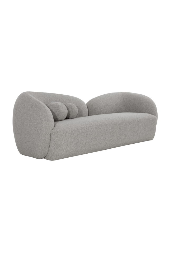 Modern European furniture - Gray Boucle Curved Sofa - www.oroa.com