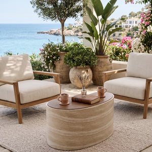   Freeform Travertine-Look Indoor/Outdoor Coffee Table | Oroa.com