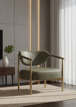   Modern European furniture - Gold-Framed Leather Lounge Chair - www.oroa.com | Oroa.com