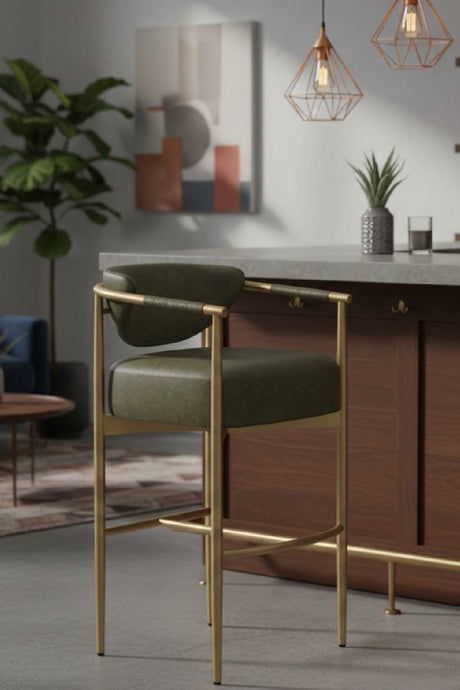  Modern European furniture - Gold Framed Leather-Look Bar Stool - www.oroa.com | Oroa.com