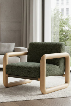   Modern European furniture - Green Textured Fabric Lounge Chair - www.oroa.com | Oroa.com