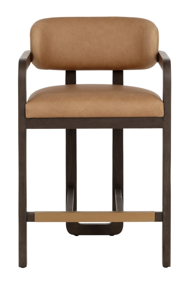 Modern European furniture - Brown Oak Framed Counter Stool - www.oroa.com