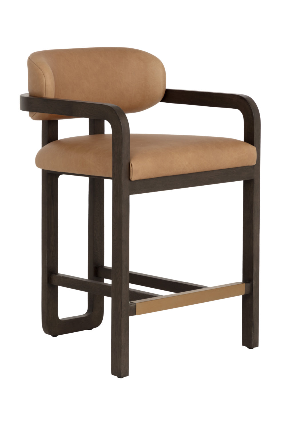   Modern European furniture - Brown Oak Framed Counter Stool - www.oroa.com | Oroa.com