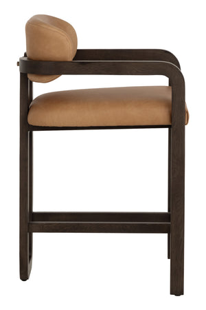   Modern European furniture - Brown Oak Framed Counter Stool - www.oroa.com | Oroa.com