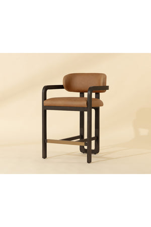   Modern European furniture - Brown Oak Framed Counter Stool - www.oroa.com | Oroa.com