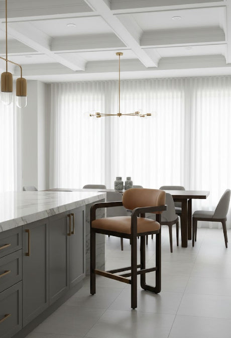   Modern European furniture - Brown Oak Framed Counter Stool - www.oroa.com | Oroa.com