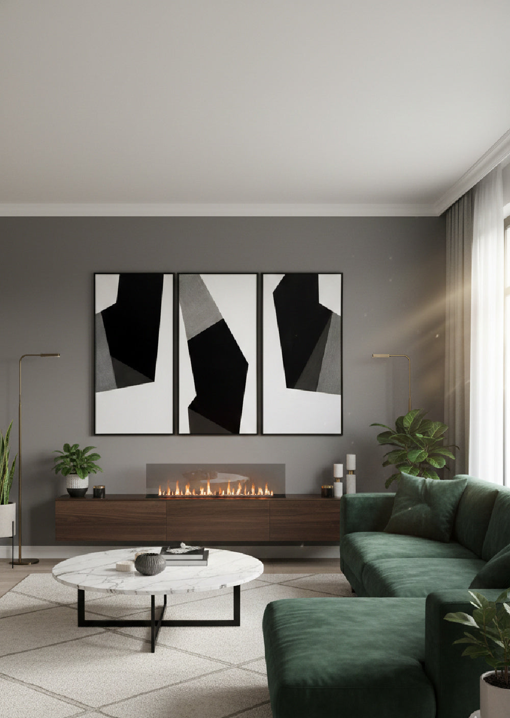   Modern European furniture - Contemporary Geometric Triptych Art Set (3) - www.oroa.com | Oroa.com