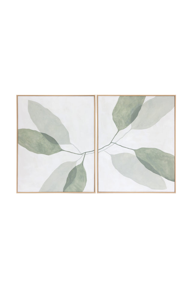 Modern European furniture - Green Leaves Painting Set (2) - www.oroa.com