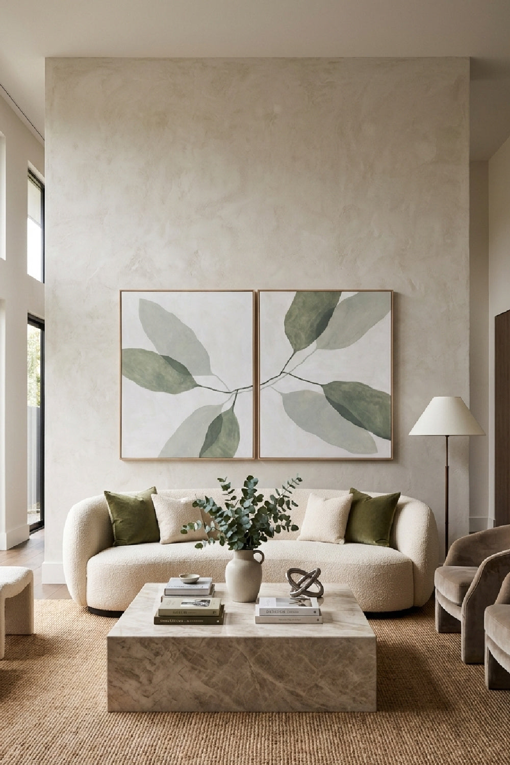   Modern European furniture - Green Leaves Painting Set (2) - www.oroa.com | Oroa.com