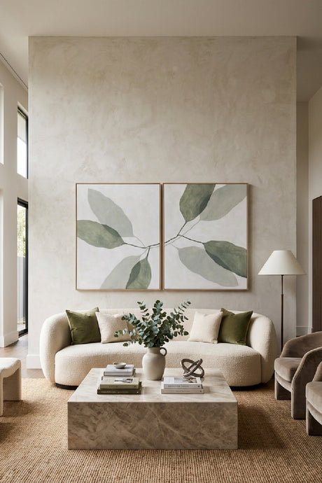   Modern European furniture - Green Leaves Painting Set (2) - www.oroa.com | Oroa.com