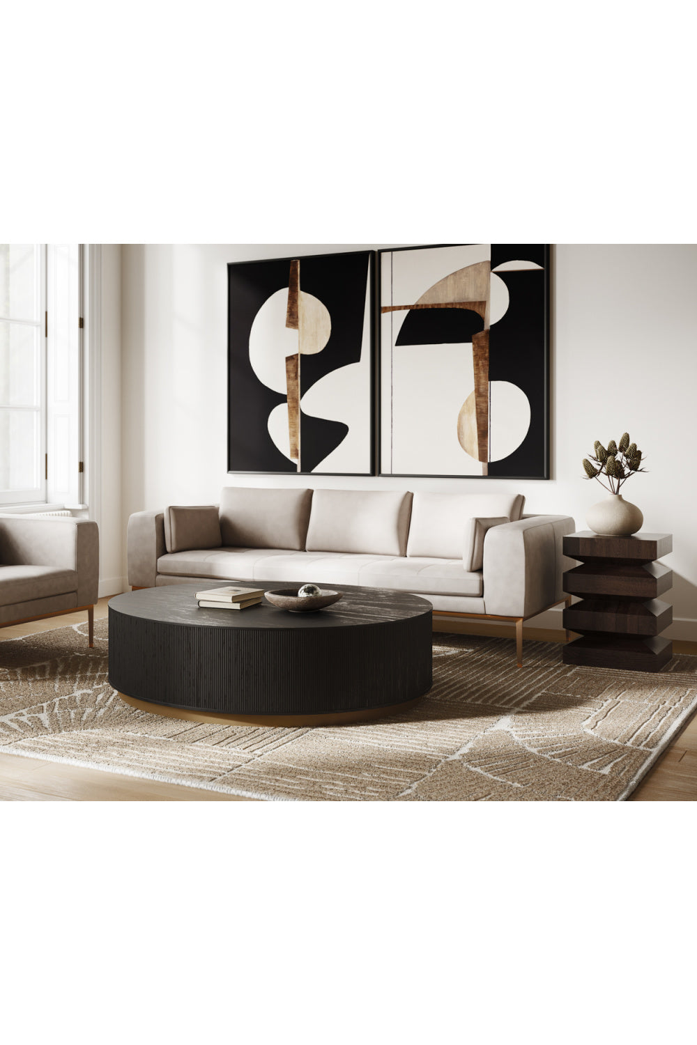   Modern European furniture - Black Abstract Modern Art Set (2) - www.oroa.com | Oroa.com