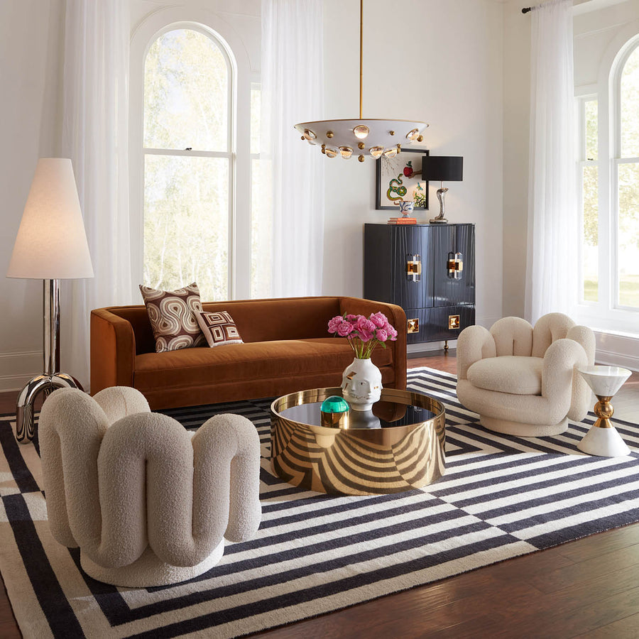   Wavy Back Bouclé Swivel Chair | Oroa.com
