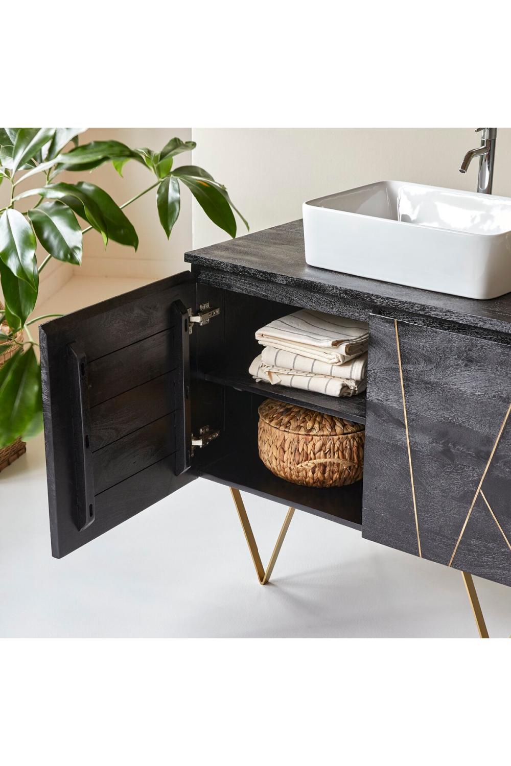   Solid Mango Vanity Cabinet | Oroa.com