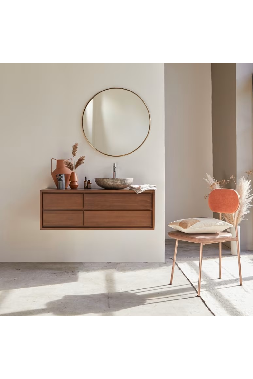   Teak Wall Mounted Vanity Unit | Oroa.com