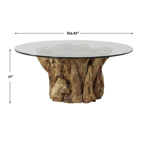   Modern European furniture - Teak Base Glass Coffee Table - www.oroa.com | Oroa.com