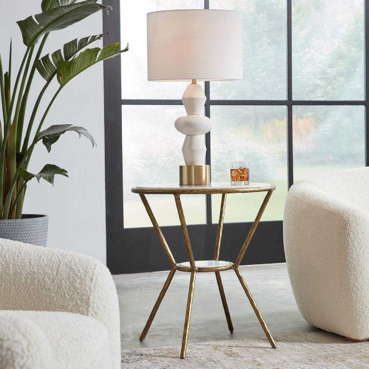   White Marble Round Side Table | Oroa.com