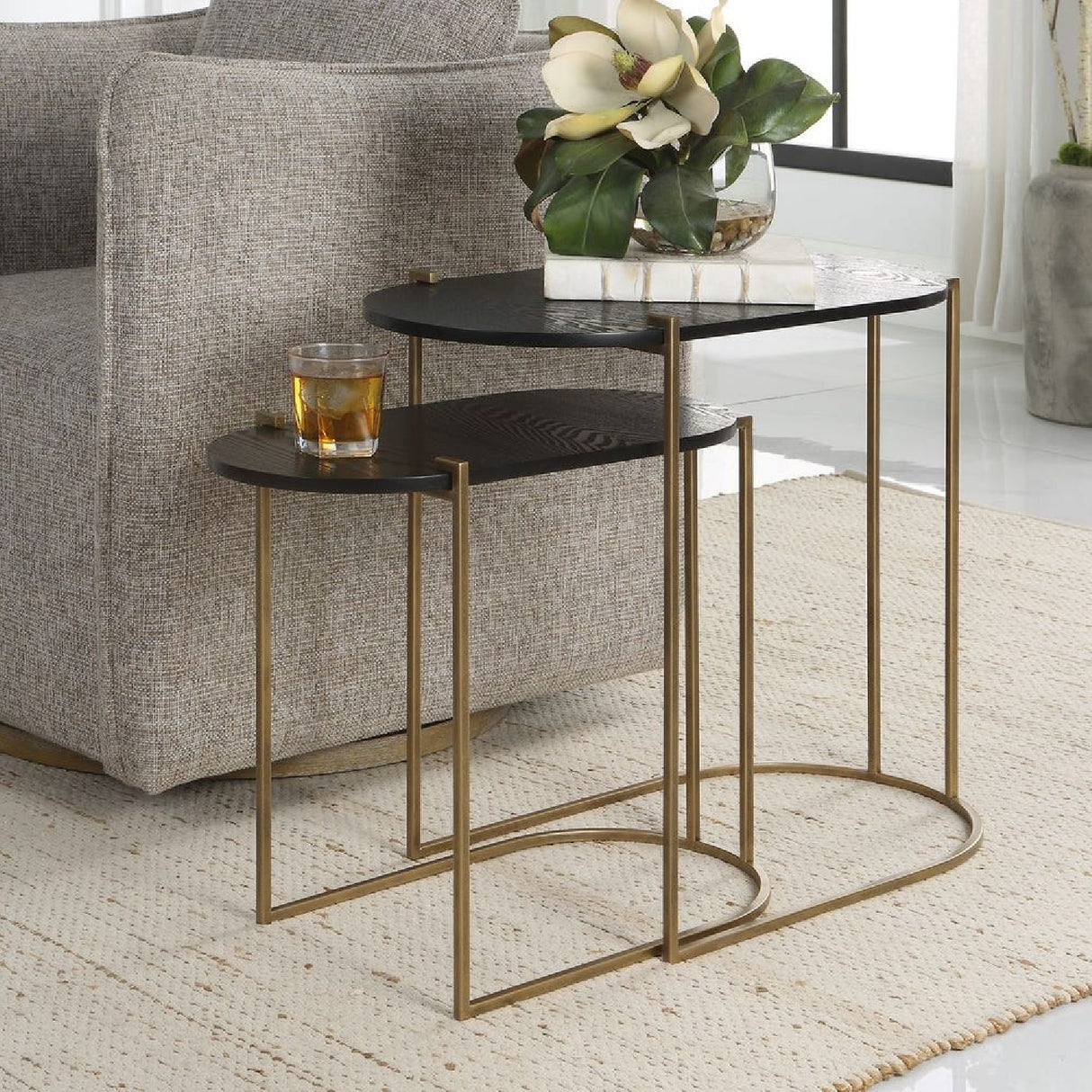   Modern European furniture - Oval Black Ash Nesting Tables (2) - www.oroa.com | Oroa.com