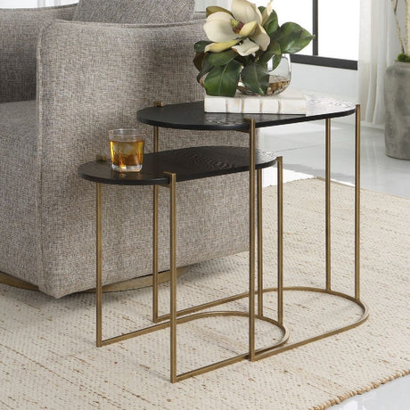   Modern European furniture - Oval Black Ash Nesting Tables (2) - www.oroa.com | Oroa.com