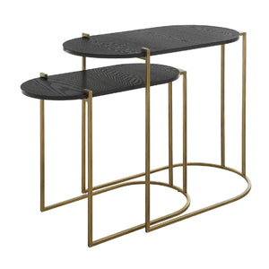   Modern European furniture - Oval Black Ash Nesting Tables (2) - www.oroa.com | Oroa.com