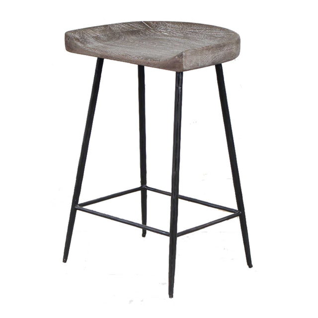Modern European furniture - Curved Mango Wood Counter Stool - www.oroa.com