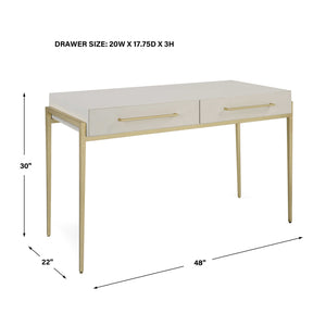   White Shagreen 2-Drawer Desk | Oroa.com