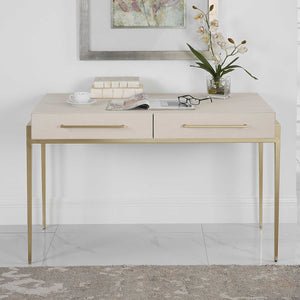   White Shagreen 2-Drawer Desk | Oroa.com