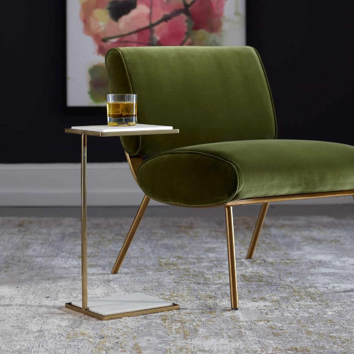   Modern European furniture - White Marble C-Shaped Drink Table - www.oroa.com | Oroa.com