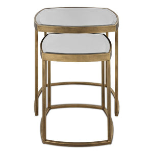   Modern European furniture - Beveled Mirror Nesting Side Tables (2) - www.oroa.com | Oroa.com