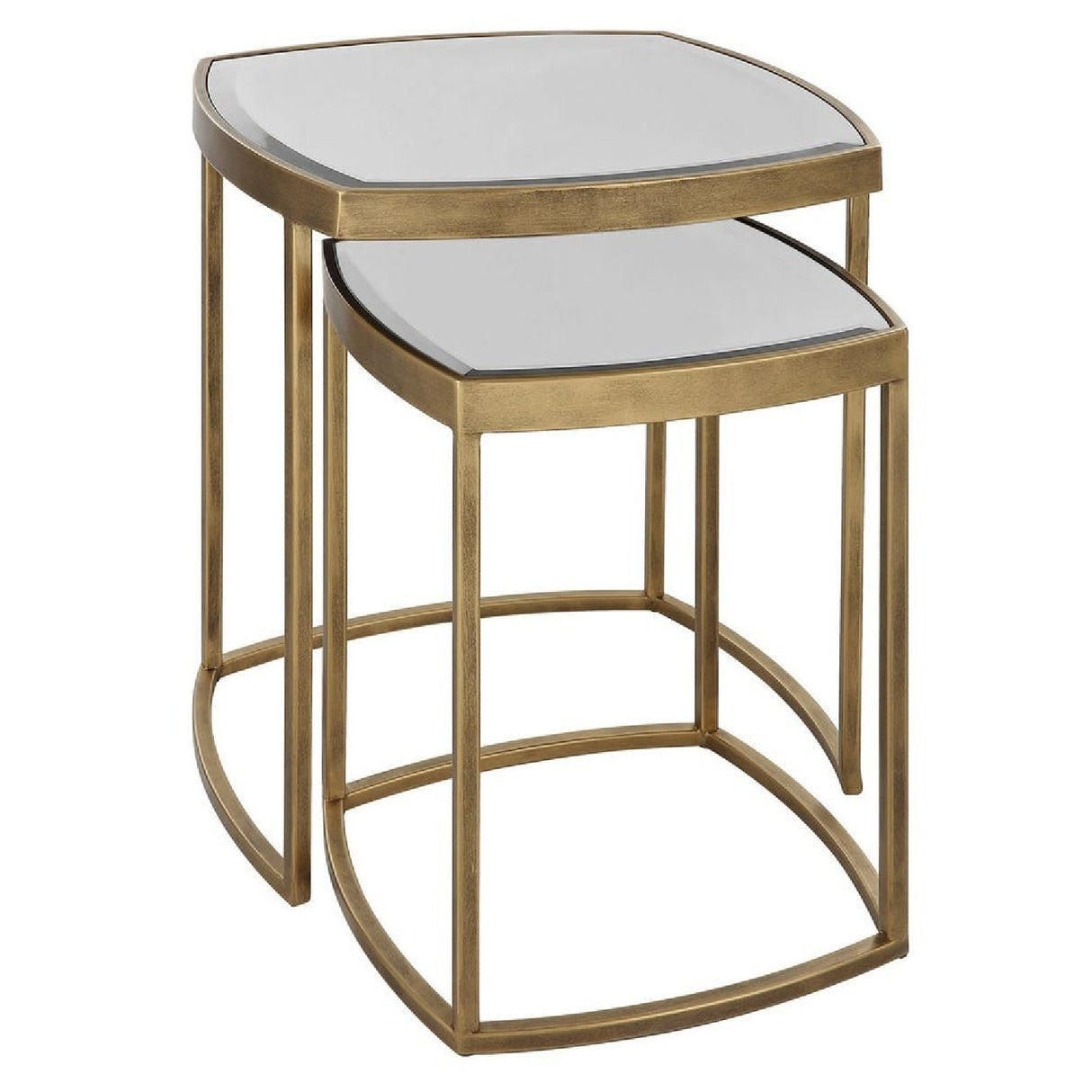   Modern European furniture - Beveled Mirror Nesting Side Tables (2) - www.oroa.com | Oroa.com