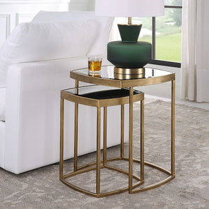   Modern European furniture - Beveled Mirror Nesting Side Tables (2) - www.oroa.com | Oroa.com