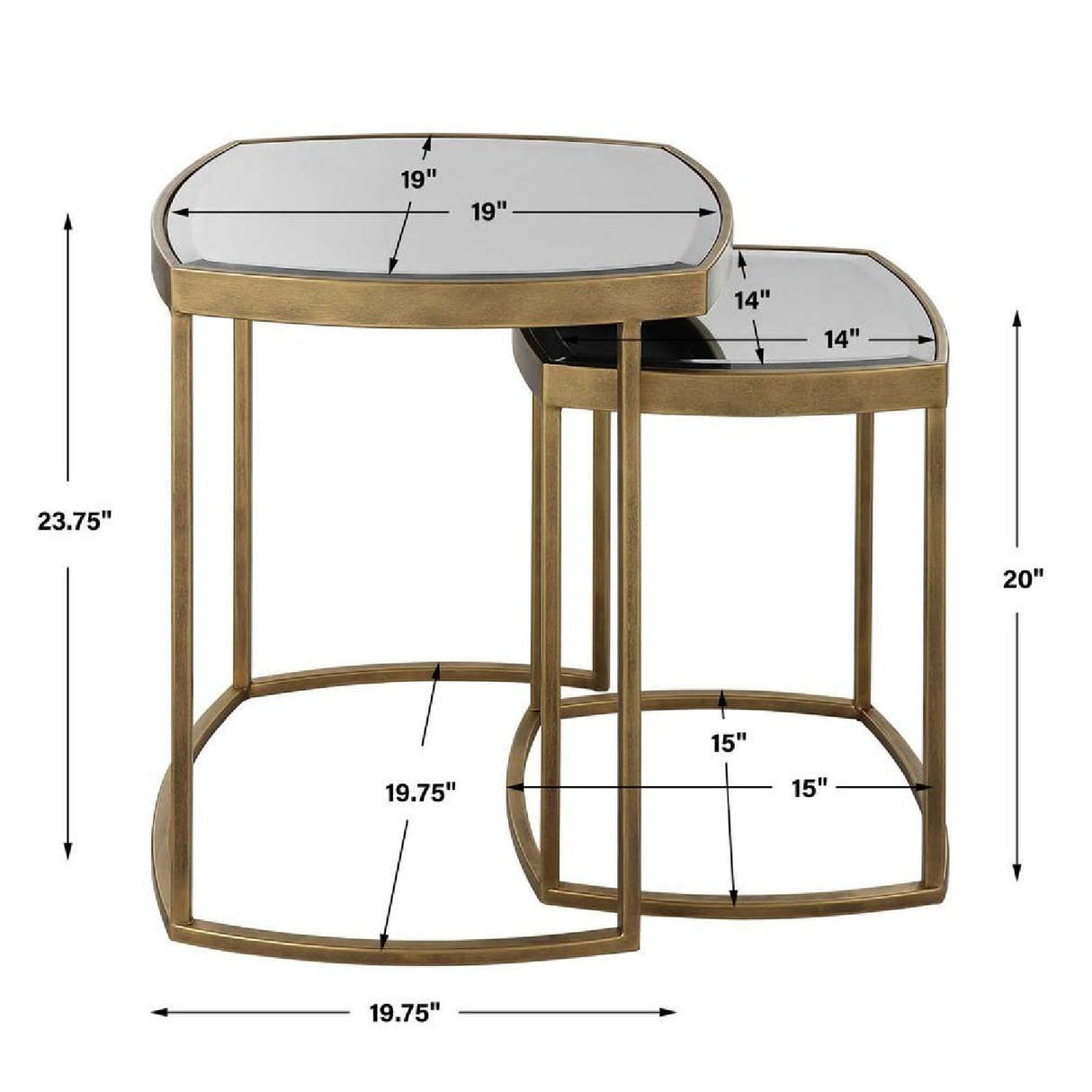   Modern European furniture - Beveled Mirror Nesting Side Tables (2) - www.oroa.com | Oroa.com